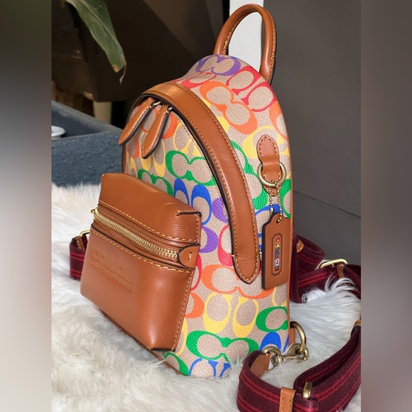 CJ878 - Coach Charter Backpack 18 in Rainbow Signature Canvas - Picture 4 of 12